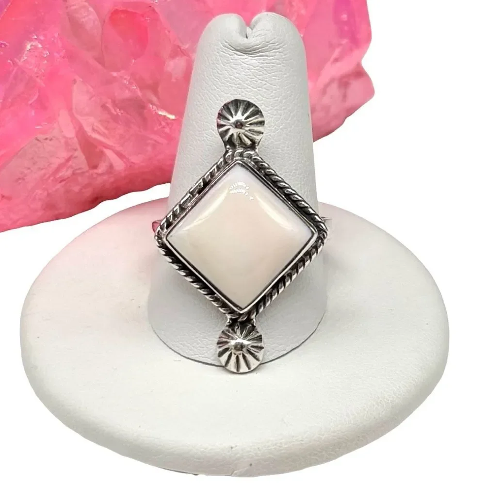 Pink Conch Shell Ring Size 10 Solid 925 Sterling Silver